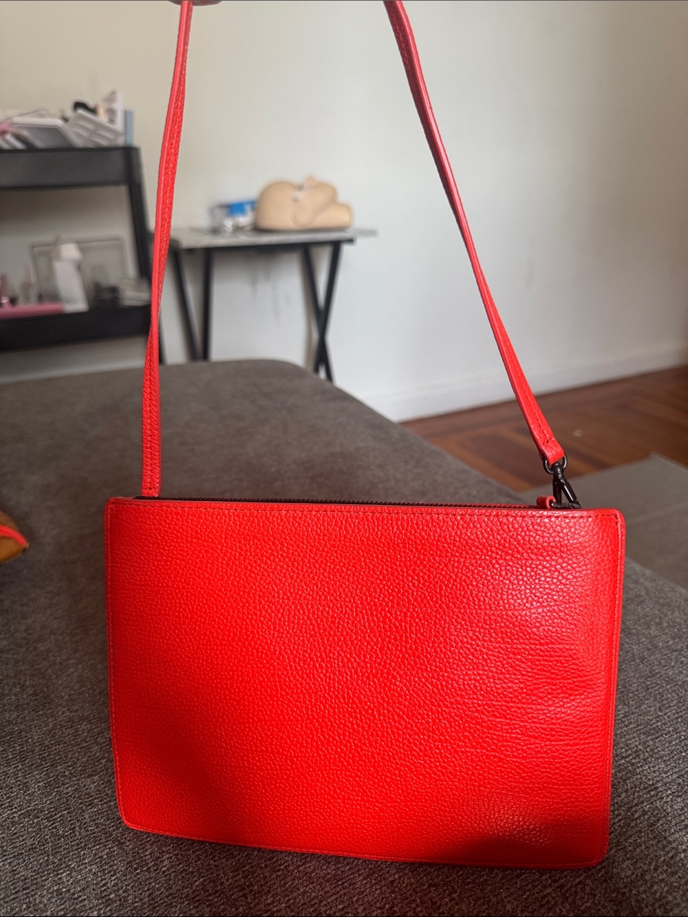 MCM Cognac Visetos Tote with Bright Red Trim and Pouch - Picture 3 of 11